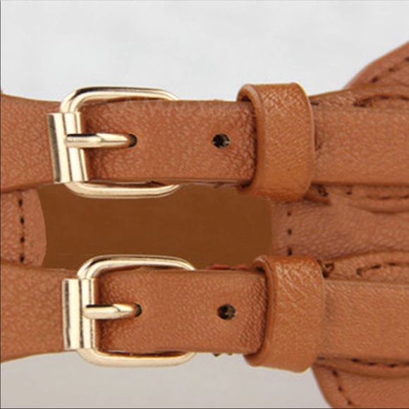 Tan Laser Cut Double Buckle Belt - Picture 6 of 8
